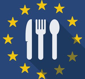 Illustration of an European Union long shadow flag with cutlery